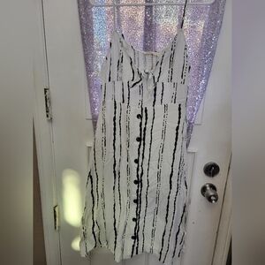 Black and White Striped Button-Up Dress